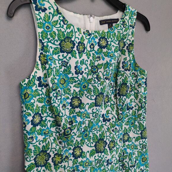 Brooks Brothers 346 Floral Print Shift Dress Women's 6 Blue Green Midi Preppy - Picture 5 of 6